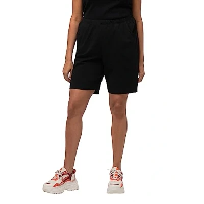 Immagine di Ulla Popken Pantaloncini in Jersey, Tasche, Elastico Vita Bermuda, Nero, 40W x 32L Donna