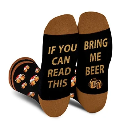 Immagine di Calzini Uomo Donna Papà Divertenti If You Can Read This Bring Me Beer Calze Fantasia Antiscivolo Colorati Arte Simpatici Strani Cibo Natalizie Idee Regali Natale Originali Regalo per Lui