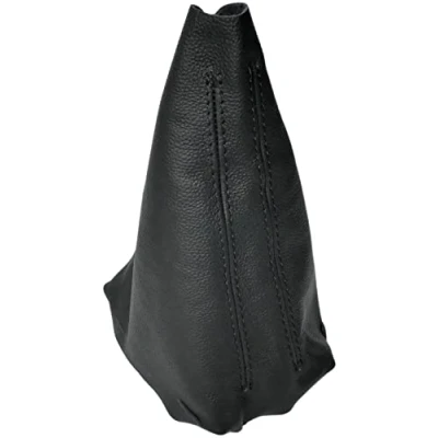 Immagine di Aerzetix C59528 Cuffia per leva del cambio in vera pelle compatibile con Peugeot 208 I dal 2012 al 2018 colore: nero cuciture nere manuale