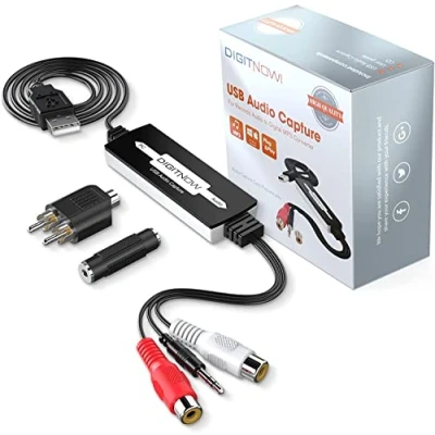 Immagine di DIGITNOW! USB Audio Grabber per Cassette in Vinile a convertitore Digitale MP3, Supporto Mac e Windows 10/8.1/8/7 / Vista/XP