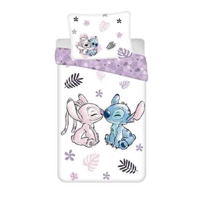 Immagine di Jerry Fabrics Parure da letto Disney Stitch reversibile, 100% cotone, copripiumino 140 x 200 cm + federa 65
