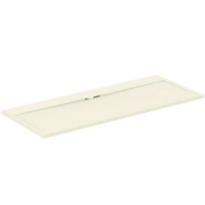 Immagine di Ideal Standard Ultra Flat S i.life, Piatto doccia rettangolare 170x70 in resina, Piletta di scarico lato lungo, Finitura opaca effetto pietra, Sabbia