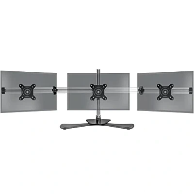 Immagine di Duronic DM753 Supporto per 3 monitor Base in acciaio schermi fino a 24&quot; Altezza regolabile Guida alluminio 8 kg Inclinazione +/ 15 Rotazione 360