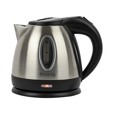 Immagine di H.Koenig BO12 Bollitore, Spegnimento automatico, Acciaio Inox, Base di rotazione a 360, 1,2L, 1630W