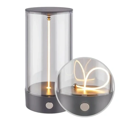Immagine di BRILONER lampada da tavolo LED senza fili con controllo touch a 4 livelli, filamento, luce bianca calda, ricarica USB C, comodino, lettura, LED, batteria, 7x14,5 cm, antracite
