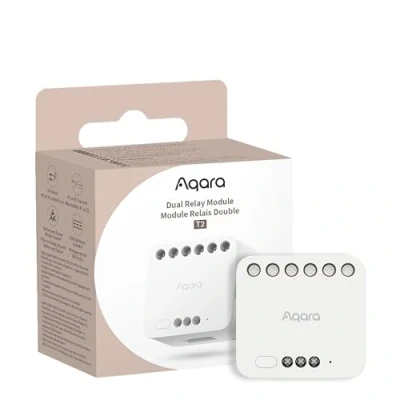 Immagine di Aqara Modulo Doppio Relè T2 con Matter per HUB Zigbee 3.0, Porte Garage e Riscaldamenti, Interruttore Tende a Rullo Luci, Supporta HomeKit, Google Home Alexa