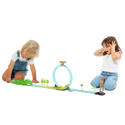 Immagine di pista per auto a 360º bambini e bambine. Modello di Dinosauro Rex Squalo. Include un&#039;auto 6 accessori. (Dino REX)