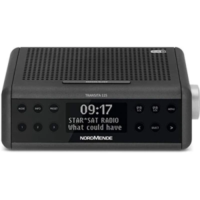 Immagine di Nordmende Transita 115 Radio sveglia digitale (radio DAB+/FM con doppia sveglia, timer per sonno, funzione snooze, display OLED orario e informazioni visualizzate, 3 watt) antracite