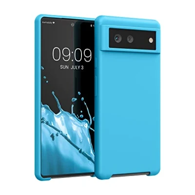 Immagine di kwmobile Cover per Google Pixel 6 Custodia Back Case Smartphone in Silicone TPU Protezione Gommata celeste scuro
