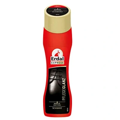 Immagine di Erdal Express Lucido per la cura delle scarpe, 75 ml, con olio di mandorle, nero, cura, protegge e rinfresca il colore, confezione da 1 (1 x ml) (nero), cera d&#039;api