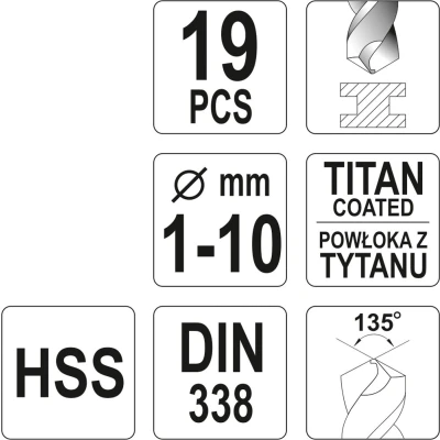 Immagine di YATO YT 44675 Serie di punte elicoidali metalliche 1 10 19