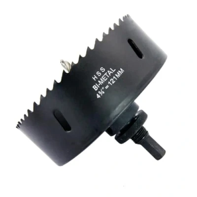 Immagine di Sega a tazza 121mm LAIWEI fresa con mandrino A2 Heavy Duty, 4341 Punte in acciaio, Profondità di taglio 38mm, Per forare legno, profili alluminio, PVC e tubi metallo