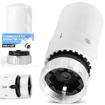 Immagine di Valvola termostatica per radiatore di ricambio TRV ComfortPlus M30 x 1,5 sistemi riscaldamento, comodo controllo della temperatura, termosifone, testa