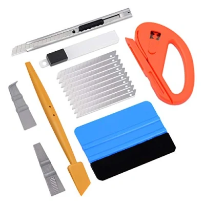Immagine di Ehdis Kit di Attrezzi Installazione pellicole per vetri Auto: tergipavimento in Feltro, taglierina Zippy, Coltello Multiuso, spatole Mini Stick e Go Angolo