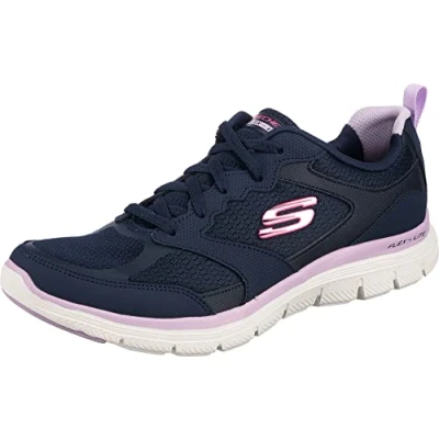 Immagine di Skechers Flex Appeal 4.0 Active Flow, Scarpe da ginnastica Donna, Blu Navy Leather Mesh Trim, 38 EU