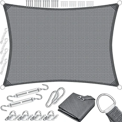 Immagine di KESSER® Tenda a vela, parasole, paravento Tessuto HDPE idrorepellente e antivento, robusto stabile per ombreggiare il giardino, balcone o terrazzo, Grigio, 5x7m
