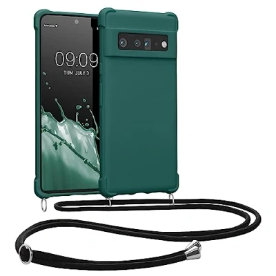 Immagine di kwmobile Custodia Compatibile con Google Pixel 6 Pro Cover Back Case in Silicone TPU Protezione Smartphone Cordino petrolio