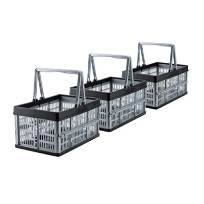 Immagine di Grizzly set da 3 Cassetta Pieghevole con manici 16 L Contenitore Portaoggetti Impilabile