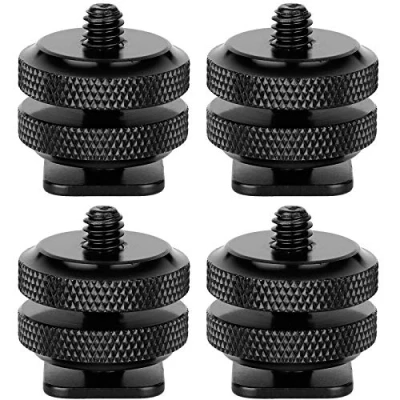 Immagine di ChromLives Scarpa Calda Adattatore per Slitta a Caldo Vite Treppiede Connettore Hot Shoe w/ 1/4&quot; 20 Supporto Flash Staffa Monitor (Confezione da 4)