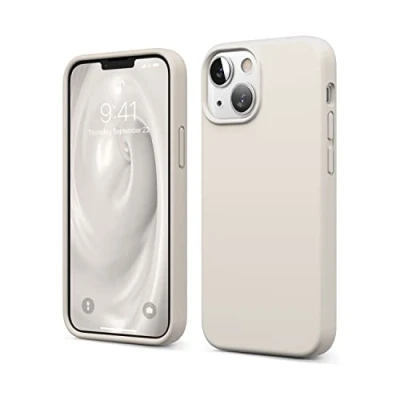 Immagine di elago Silicone Liquido Custodia Cover Compatibile con iPhone 13 Mini Case (5.4&quot;), Protettiva per Fotocamera Schermo Intero, in Morbida Microfibra Antigraffio (Beige Pietra)