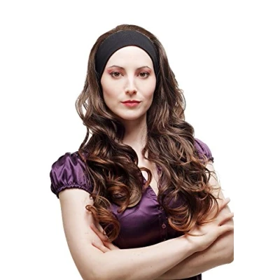 Immagine di Wig Me Up Toupet Metà Parrucca Fissata A Fascia Elastica Capelli Lunghi Ricci Mix Di Castano 65 Cm, H9308 2T30