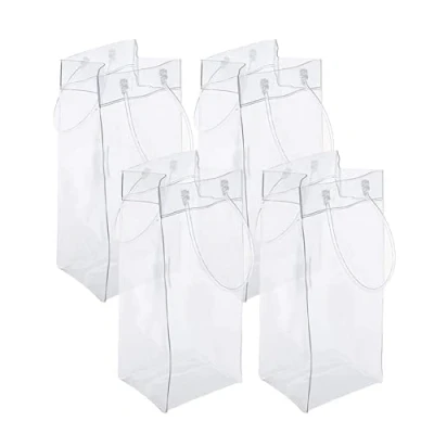 Immagine di sacchetto di ghiaccio del vino Borsa raffreddamento della birra portatile pieghevole trasparente PVC bianco refrigeratore per il partito all&#039;aperto bevanda fredda