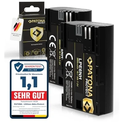 Immagine di PATONA 2x Protect V1 Batteria Ricambio per Canon LP E6NH E6N E6 Battery, NTC 2600mAh Compatibile con EOS R7 R6II R5 7D 6D 5D Mark II III IV 60D 70D 80D 90D