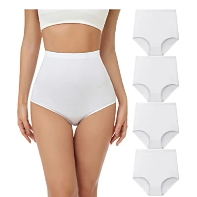 Immagine di wirarpa Mutande Donna Cotone Vita Super Alta Slip Mutantina Elastiche Culotte Piena Copertura Pacco da 4 Bianca Taglia 4XL