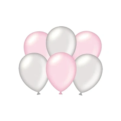 Immagine di PD Party 7036582 Festa Palloncini Naturale Gomma (Latex) Compleanno Decorazione, Pacchetto di 6, Argento Metallizzato/Rosa, 30cm Lunghezza x Larghezza Altezza