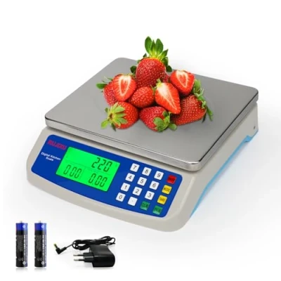 Immagine di bilancia cucina digitale acciaio inossidabile 30kg professionale per alimenti Ideale panifici Mense e cucine contapezzi con display LCD Funzione Tara