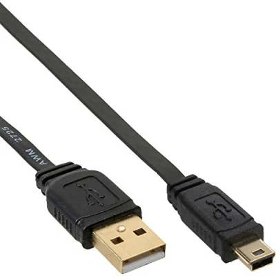 Immagine di InLine 21463 Cavo USB 2.0, Piatto, Type a Maschio Mini B Maschio, 5Pol, 2 m, Nero