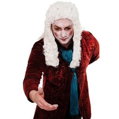 Immagine di WIG ME UP Parrucca da Carnevale Gentiluomo Barocco Rinascimento Cavaliere Lord Compositore Colore Bianco Biondo Argento WIG002 P60