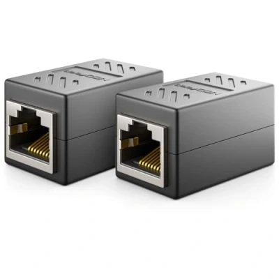 Immagine di deleyCON 2x CAT6 Accoppiatore Cavi di Rete Cavo Patch Ethernet Adattatore Componibile Schermato Presa RJ45 DSL LAN Nero