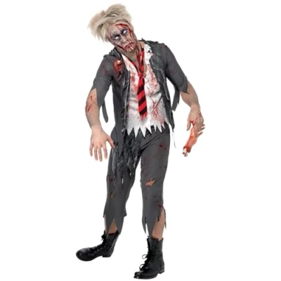 Immagine di SMIFFYS Costume da clown donna, multi colore abito con cappuccio, camicia, papillon, collant, cappello