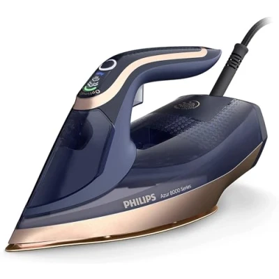Immagine di Philips Azur Serie 8000 Ferro A Vapore 85 g/min Di Continuo, 260 g Colpo Turbo, 3000 W, Tecnologia OptimalTEMP, Piastra SteamGlide Elite, Blu Scuro (DST8050/20)