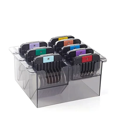 Immagine di Wahl Pettini di Fissaggio in Acciaio Inox con codice Colore Una Scatola immagazzinamento3 mm, 6 10 13 16 19 22 25 mm