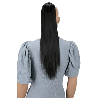 Immagine di CAISHA 60cm Coda Capelli Hannah Con Chiusura Autoadesiva Extensions Finta Liscio Marrone Nero HCK11