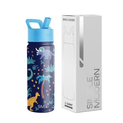 Immagine di Simple Modern Bottiglia d&#039;Acqua per Bambini con Cannuccia Vaso Termico in Acciaio Inossidabile Isolato Riutilizzabile Ragazzi e Ragazze scuola Summit Collezione 530ml Jurassic Jungle
