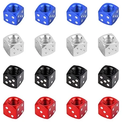 Immagine di Keleily Tappi Valvole Pneumatici Auto 16 Pezzi Cappucci Coprivalvole Dadi Alluminio Tappo Valvola Francese per Camion, Moto, Biciclette, Nero, Bianco, Rosso, Blu