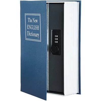 Immagine di Amazon Basics Cassetta portavalori a forma di libro, Serratura con combinazione, Grande, Blu