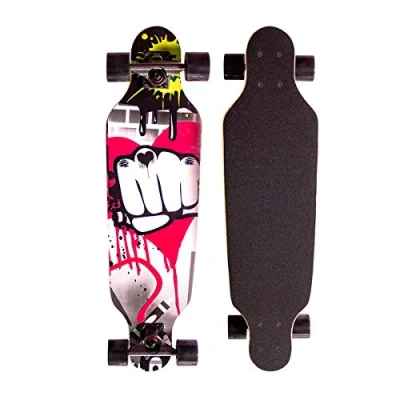 Immagine di Sumeber Longboard Skateboard per adulti Drop Through Freeride Skating Cruiser Boards completo Slide Twin Tip Street con Light Up Wheels ragazzi, ragazze, bambini, principianti