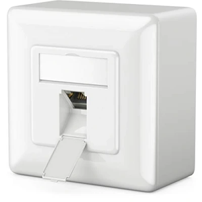 Immagine di deleyCON 1x CAT 6a Universale Presa di Rete Porta RJ45 Schermato Superficie o Filo 10 Gigabit Ethernet EIA/TIA 568A&amp;B Bianco