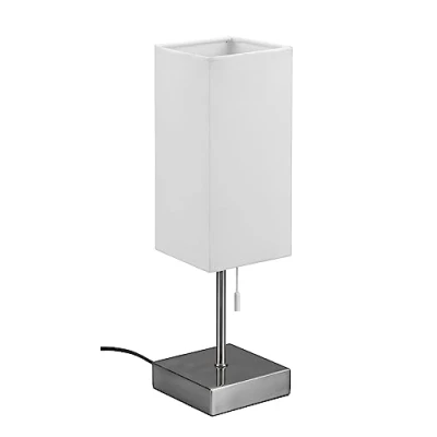 Immagine di Reality, Lampada tavolo, Ole 1xE27, max.25,0 W Tessuto, Bianco, Finitura: Metallo, Nichel opaco L:10,0cm, A:35,0cm