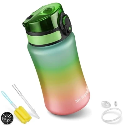 Immagine di My Vesperbox Minny borraccia per bambini a prova di perdite, 350 ml, 500 750 con cannuccia o colino, leggera in Tritan, senza BPA, asilo, scuola