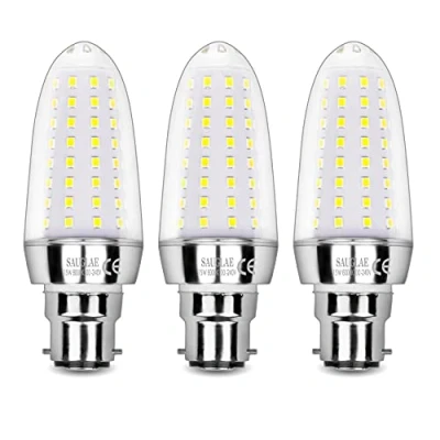 Immagine di SAUGLAE Lampadine LED da 15W, 120W a Incandescenza Equivalenti, Bianco Freddo 6000K, 1700Lm, B22 Baionetta, 3 Pezzi