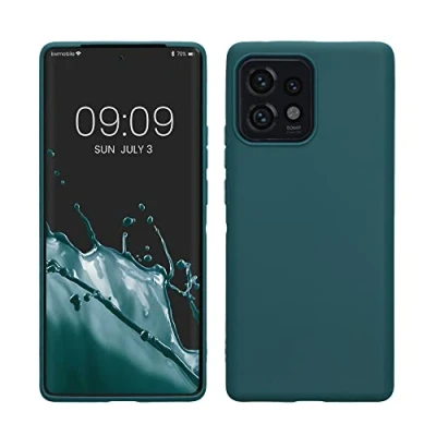 Immagine di kwmobile Custodia Compatibile con Motorola Edge 40 Pro/Edge+ (2023) Cover Back Case per Smartphone in Silicone TPU Protezione Gommata petrolio