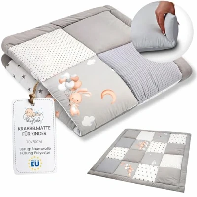 Immagine di Totsy Baby Tappetino da gioco per bambini 70x70 cm in velluto Cotone con e piquet waffle Coniglio