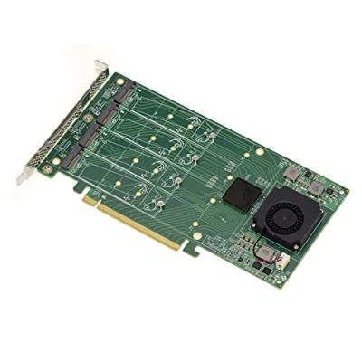 Immagine di KALEA INFORMATIQUE Scheda controller M2 PCIe x16 per 4 SSD M.2 NVMe M Key con chipset PLX PEX 8747 32 GB ogni SSD, 128 G totali.