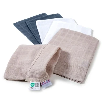 Immagine di Makian 6 Salviette Neonato Bagnetto Neonati 15x20cm, Set di Mussole Cotone 100% Asciugamani Testati OekoTex e Lavabili in Lavatrice Greige, Grafite, Bianco
