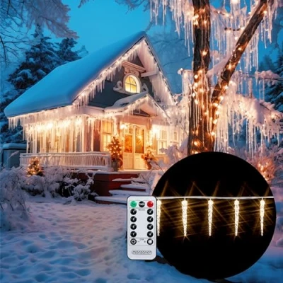 Immagine di Monzana Cascata Luminosa Ghiaccioli a LED di Natale 80 Lampade 8 Modalità Telecomando Timer IP44